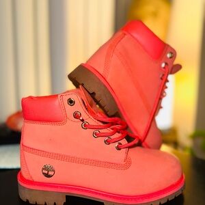 Timberland Premium Double Sole Pink Waterproof Boots Jr’s girls size 3 (EU 35)
